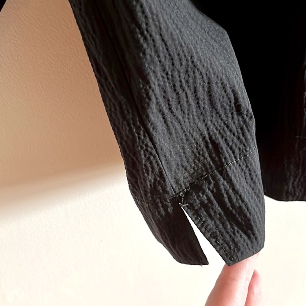Everlane Black Gathered Neck Short-Sleeve Blouse - Picture 8 of 12